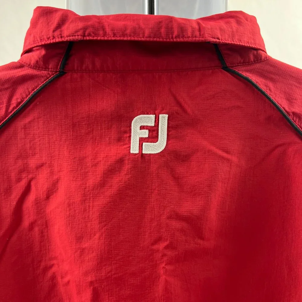 Footjoy Men L White Red Quarter Zip Long Sleeve Pullover Lightweight Windbreaker